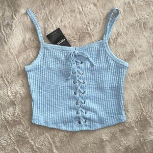 Light Blue Knit Cami Top (WOMEN SIZE SMALL)
